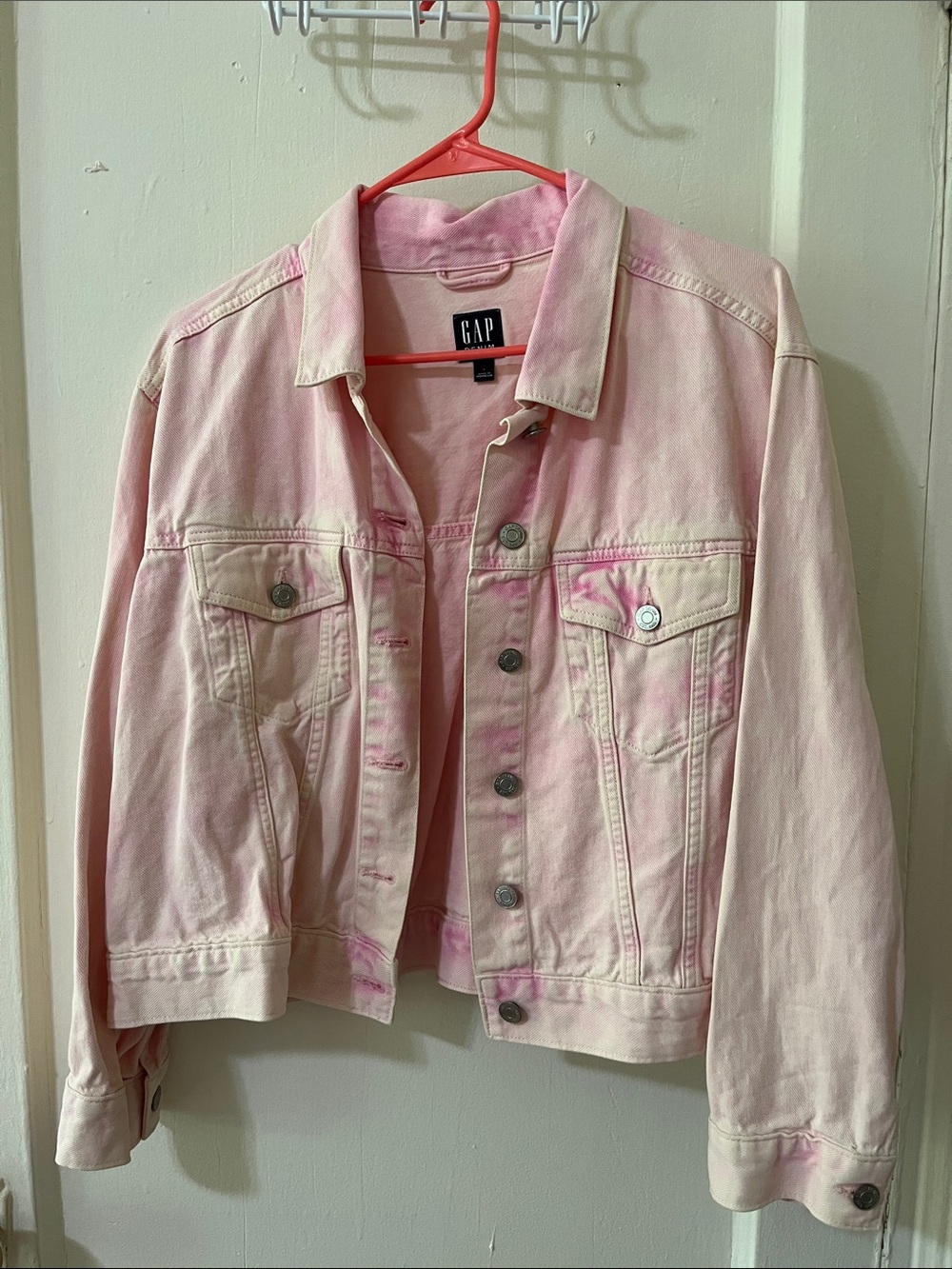 GAP Pastel Pink Tie-Dye Denim Jacket